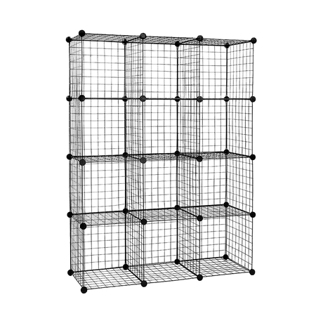 12 Cube Wire Grid Organiser Bookcase Storage Cabinet Wardrobe Closet Black