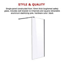 1200 x 2000mm Frameless 10mm Safety Glass Shower Screen
