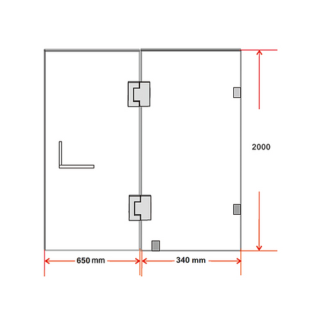 100 x 200cm Wall to Wall Frameless Shower Screen 10mm Glass By Della Francesca