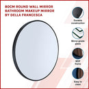 80cm Round Wall Mirror Bathroom Makeup Mirror by Della Francesca