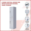 2-Door Vertical Locker for Office Gym Shed School Home Storage