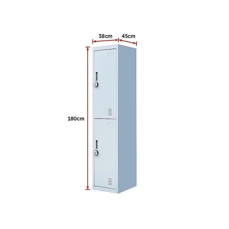 2-Door Vertical Locker for Office Gym Shed School Home Storage