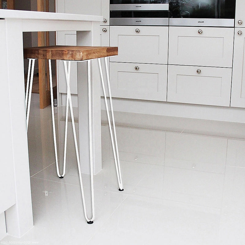 Set of 4 Industrial Retro Hairpin Table Legs 12mm Steel Bench Desk - 71cm White