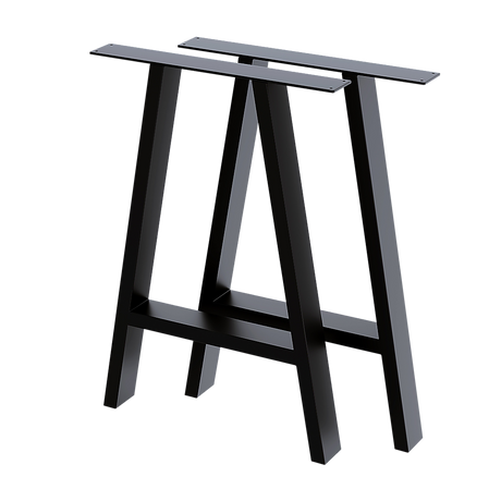 2x Rustic Dining Table Legs Steel Industrial Vintage 71cm - Black