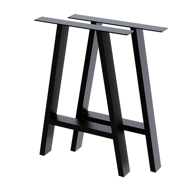 2x Rustic Dining Table Legs Steel Industrial Vintage 71cm - Black