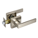 Door Handle Set Lever Passage Function Square Satin Nickel