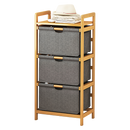 Bamboo Shelf with Storage Hamper - Wooden Bamboo Removable Bags