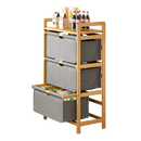 Bamboo Shelf with Storage Hamper - Wooden Bamboo Removable Bags