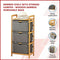 Bamboo Shelf with Storage Hamper - Wooden Bamboo Removable Bags