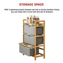 Bamboo Shelf with Storage Hamper - Wooden Bamboo Removable Bags