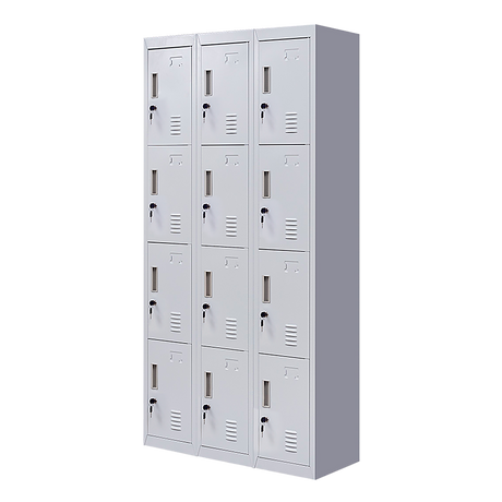 12-Door Locker for Office Gym Shed School Home Storage - Standard Lock with Keys