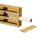 3 Grids Bamboo Food Wrap Dispenser Cutter Foil Cling Film Storage Holder Box Kitchen