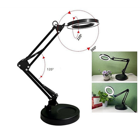10X Magnifying Glass Desk Light Magnifier LED Lamp Reading Lamp With Base