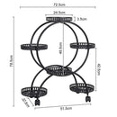 4 Layer 6 Pots Flower Holder Plant Stand Shelf 4-Wheel Free Moving Rack