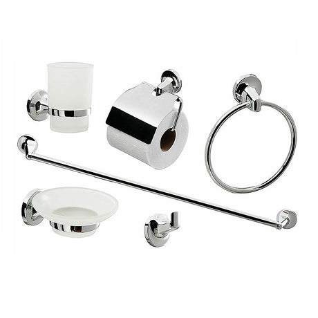 Bathroom Accessories Set 6 Piece Pack Chrome Wall Mounted Easy Fittings