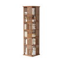 360 Rotating Bookshelf Bamboo Storage Display Rack Shelving in Dark Wood