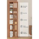 360 Rotating Bookshelf Bamboo Storage Display Rack Shelving in Dark Wood