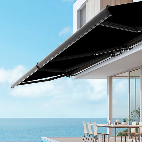 5.0m x 3.0m Retractable Folding Arm Awning Heavy Duty Full Cassette Motorised