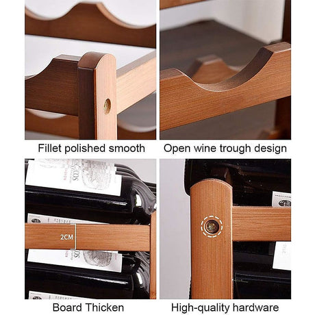 Bamboo Stackable Modular Freestanding Countertop Wine Shelf Rack
