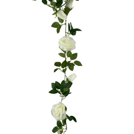 Artificial White Rose Garland 190cm