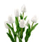 Flowering White Artificial Tulip Plant Arrangement With Ceramic Bowl 35cm