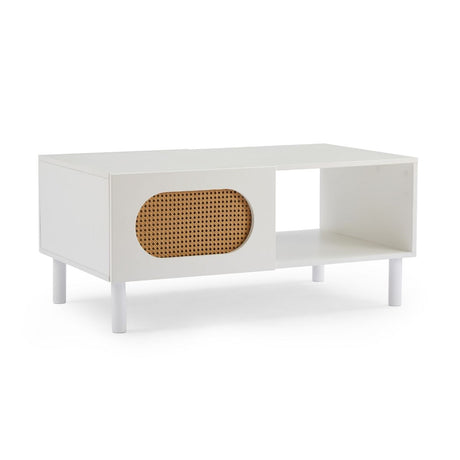 Kailua Rattan Coffee Table with Storage in White