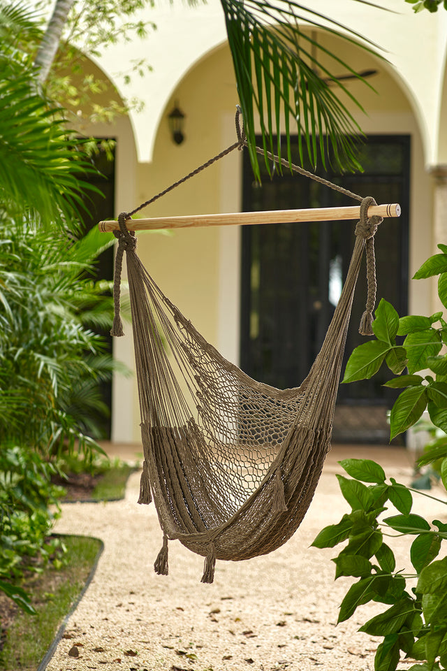 Mayan Legacy Extra Large Outdoor Cotton Mexican Hammock Chair in Cedar Colour