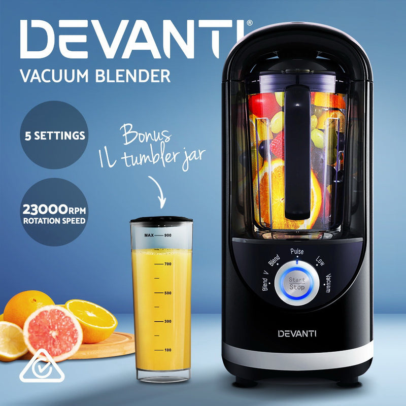 Devanti Vacuum Blender Commercial Juicer Mixer Food Processor Smoothie Black