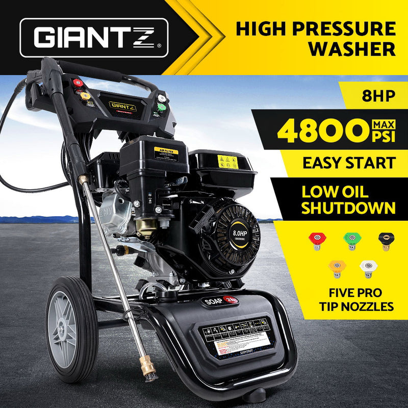 Giantz Petrol High Pressure Washer Gun Water Cleaner Gurney Pump 8HP 4800PSI