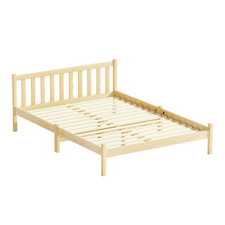 Artiss Bed Frame Wooden Double Size Bed Base Pine Timber Mattress Foundation Oak