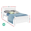 King Single Wooden Bed Frame - White