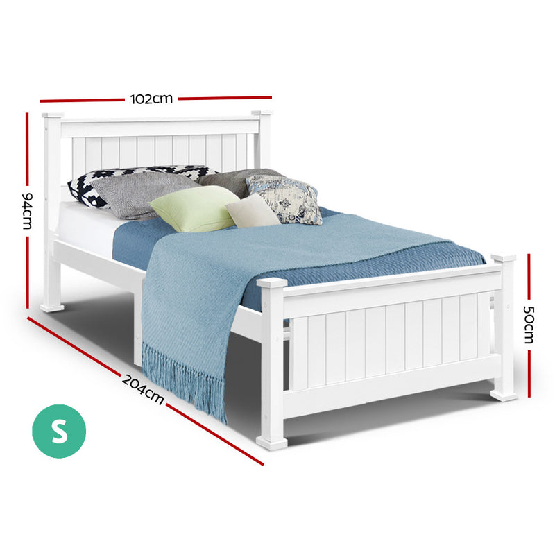 Single Size Wooden Bed Frame - White