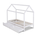 Artiss Wooden Bed Frame Single Size Mattress Base Timber Platform Storage Drawers Pine Wood White
