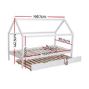 Artiss Wooden Bed Frame Single Size Trundle Mattress Base Timber Platform Pine Wood White