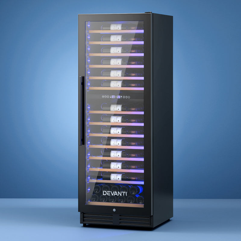 Devanti Wine Cooler Fridge Compressor Cellar Chiller Commercial Home 128 Bottles