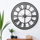 Artiss 60CM Large Wall Clock Roman Numerals Round Metal Luxury Home Decor Black