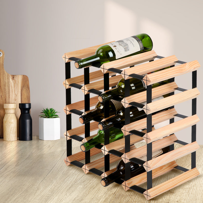 Artiss 20 Bottle Timber Wine Rack