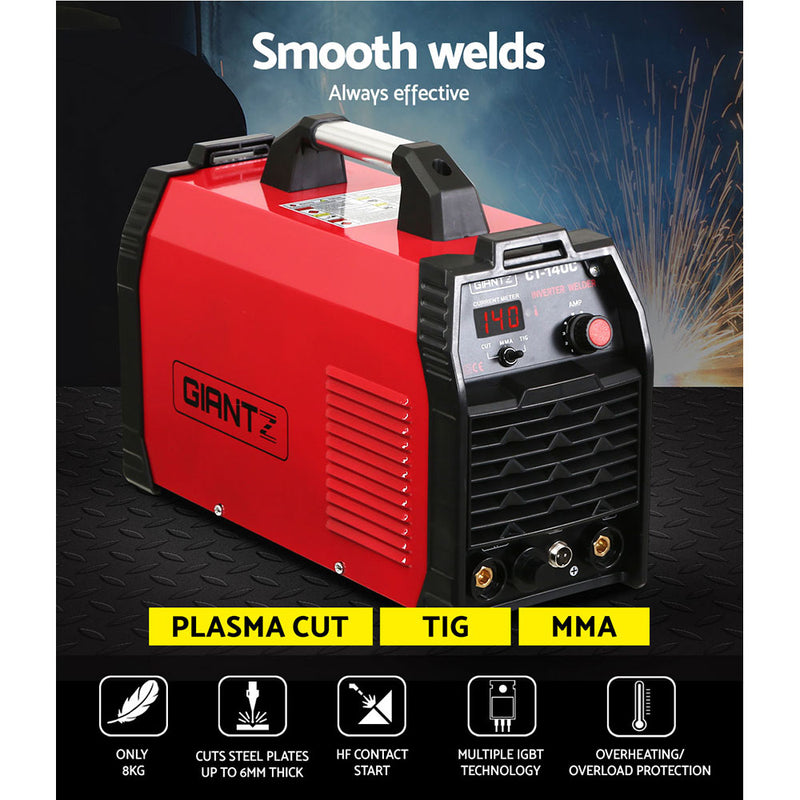 Giantz Inverter Welder DC TIG MMA ARC Plasma Cutter Portable Welding Machine