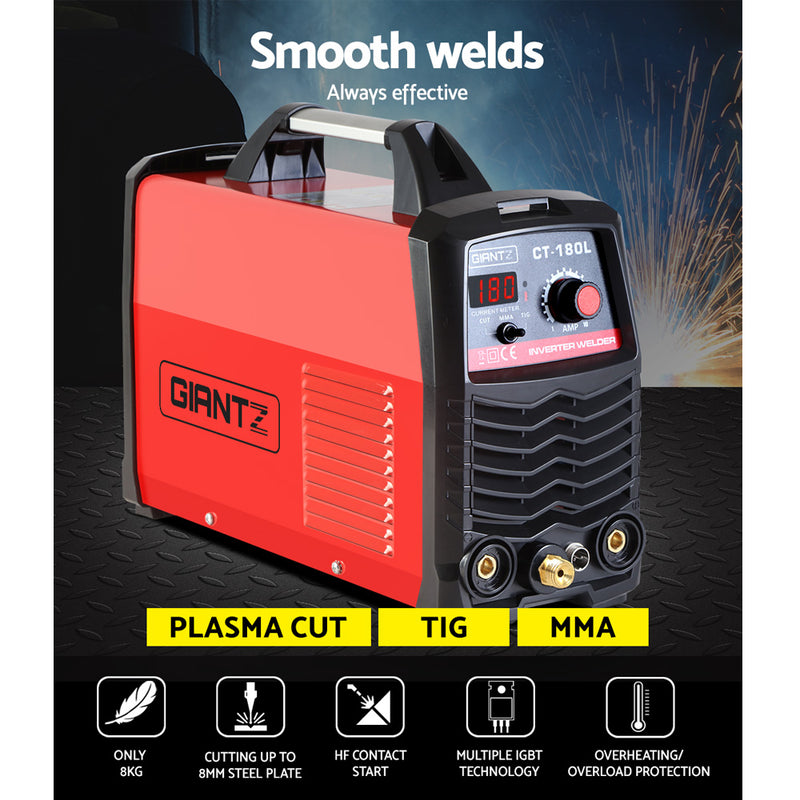 GIANTZ Plasma Cutter Inverter DC Welder 50A CUT IGBT TIG Welding Machine 180Amp