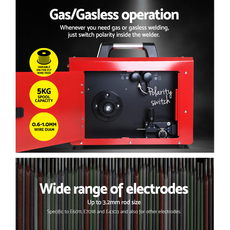 GIANTZ MIG MAG Welding Machine DC Inverter MMA Welder Gas Gasless Portable 220A