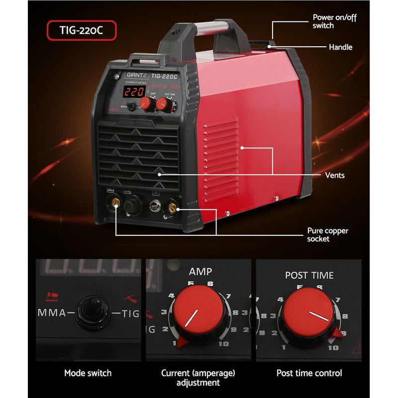 Inverter Welder TIG Portable MMA ARC Stick DC Gas Welding Machine 220Amp