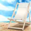 Gardeon Outdoor Chairs Sun Lounge Deck Beach Chair Folding Wooden Patio Furniture Beige