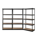 3x1.8M 5-Shelves Steel Warehouse Shelving Racking Garage Storage Rack Black