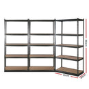 3x1.8M 5-Shelves Steel Warehouse Shelving Racking Garage Storage Rack Grey