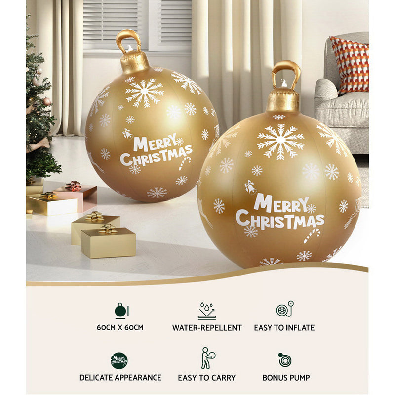 Jingle Jollys Christmas Inflatable Ball 60cm Decoration Giant Bauble Gold