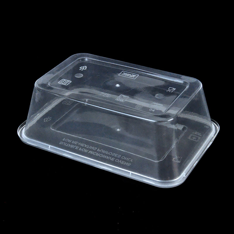 200 Pcs 500ml Take Away Food Platstic Containers Boxes Base and Lids Bulk Pack