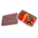 100 Pcs 650ml Take Away Food Platstic Containers Boxes Base and Lids Bulk Pack