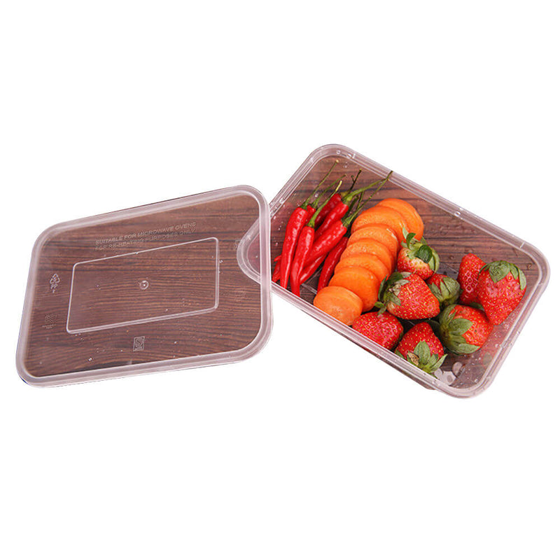 200 Pcs 750ml Take Away Food Platstic Containers Boxes Base and Lids Bulk Pack
