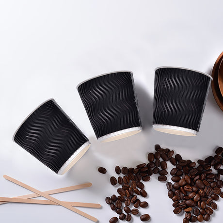 1000 Pcs 16oz Disposable Takeaway Coffee Paper Cups Triple Wall Take Away w Lids