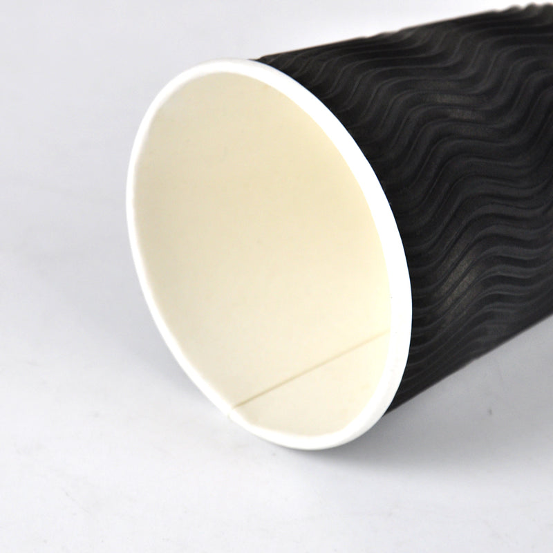 500 Pcs 12oz Disposable Takeaway Coffee Paper Cups Triple Wall Take Away w Lids